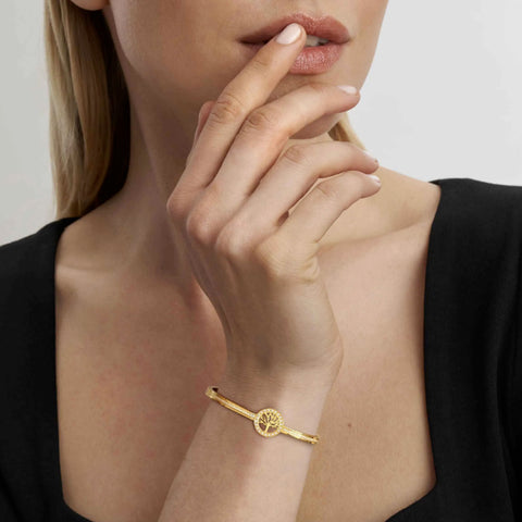 Pretty Bangles Gold Tree of Life with CZ - Small