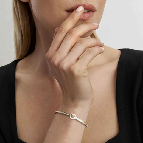 Pretty Bangles Stainless Steel Heart with CZ - Small
