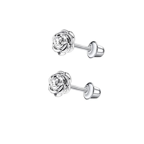 Rose Flower CZ Stud Earrings