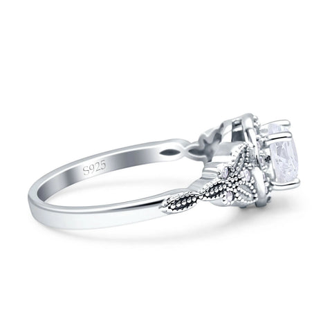 Art Deco Round Butterfly Cubic Zirconia Ring
