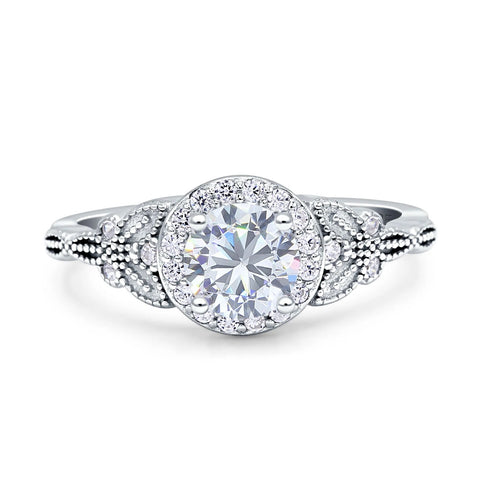 Art Deco Round Butterfly Cubic Zirconia Ring