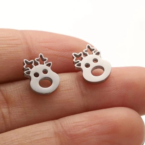 Silver Rudolph Stud Earrings