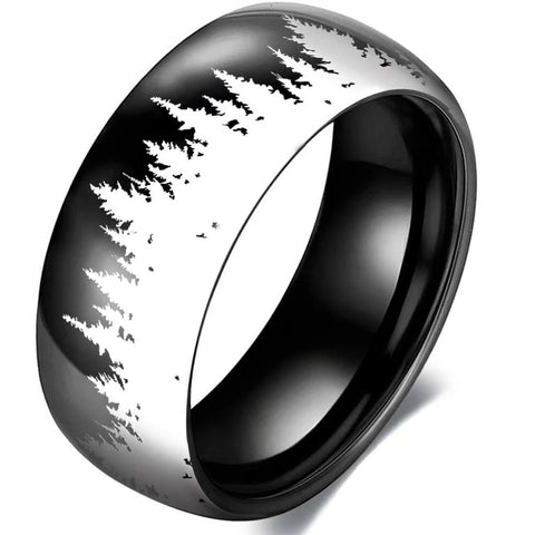 Silver Forest Design Black Titanium Ring