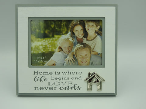 Silver Home Icon Photo Frame 4x6