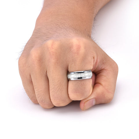 Silver Shard Inlay Tungsten Ring (4mm, 6mm & 8mm)