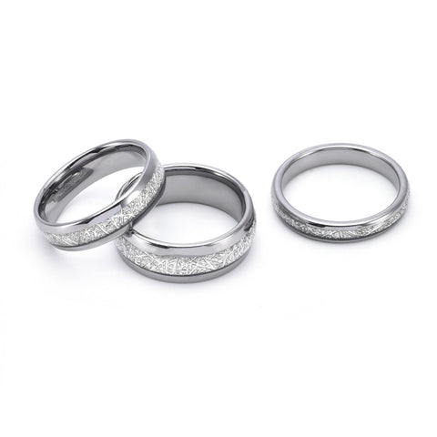 Silver Shard Inlay Tungsten Ring (4mm, 6mm & 8mm)