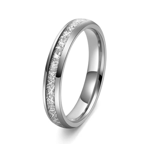 Silver Shard Inlay Tungsten Ring (4mm, 6mm & 8mm)
