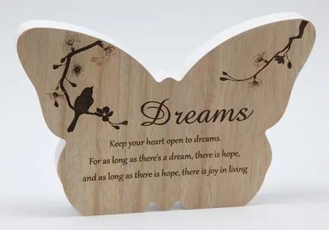 Dreams Sincerity Butterfly Sentiment Plaque