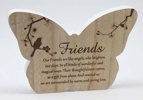 Friends Sincerity Butterfly Sentiment Plaque