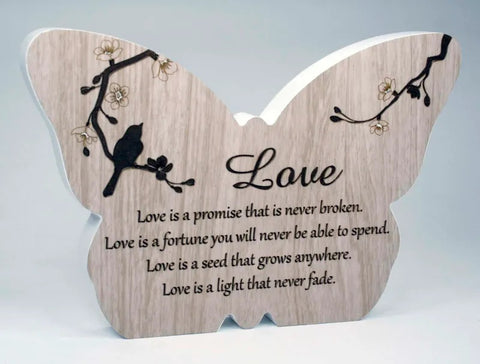 Love Sincerity Butterfly Sentiment Plaque