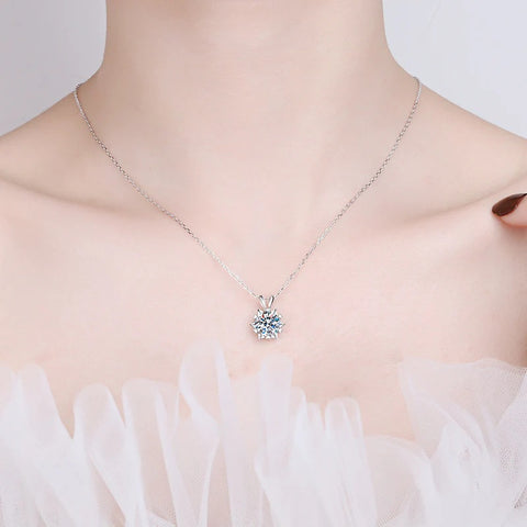 Moissanite Six-Prong Solitaire Necklace in 925 Silver