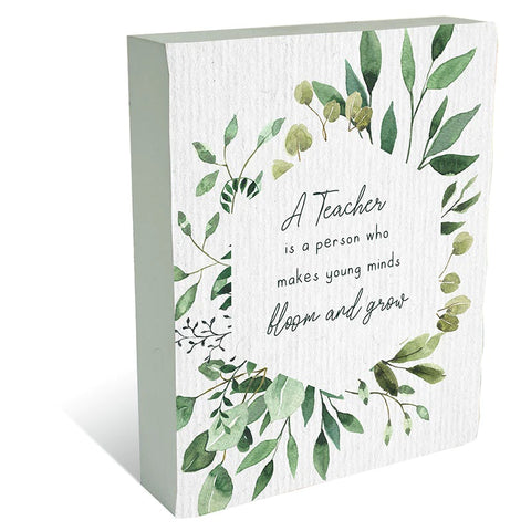 Teacher Botanical Plaque Block