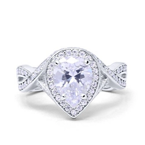 Teardrop Cubic Zirconia Infinity Ring