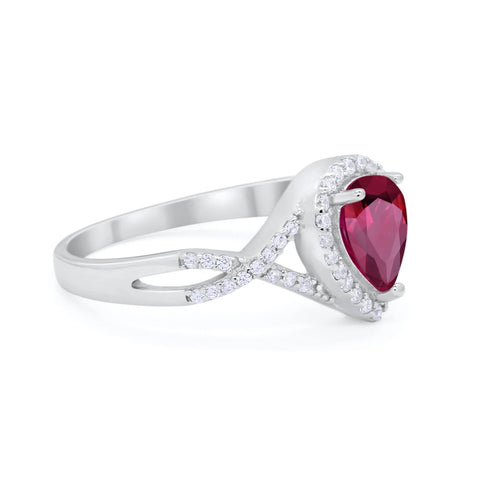 Teardrop Ruby Cubic Zirconia Infinity Ring