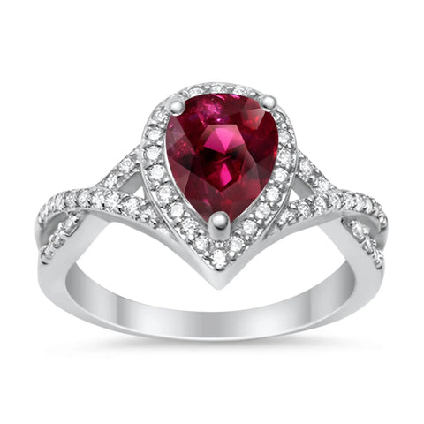 Teardrop Ruby Cubic Zirconia Infinity Ring