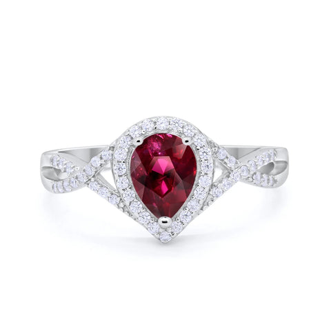 Teardrop Ruby Cubic Zirconia Infinity Ring