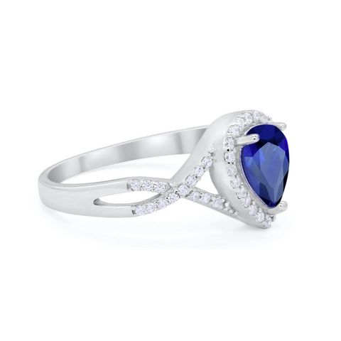 Teardrop Sapphire CZ Infinity Ring