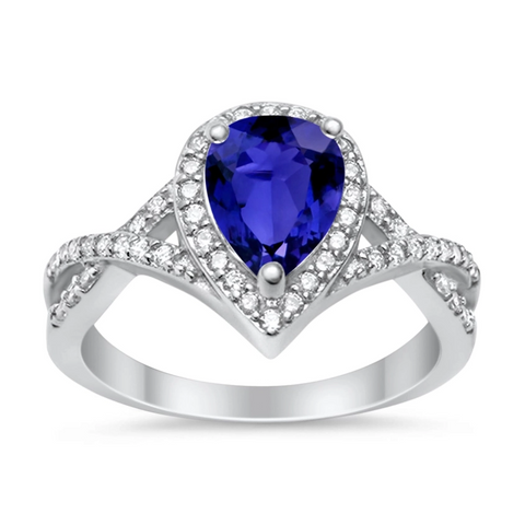 Teardrop Sapphire CZ Infinity Ring