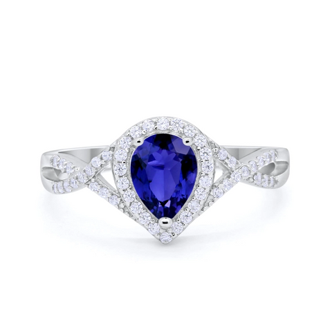 Teardrop Sapphire CZ Infinity Ring