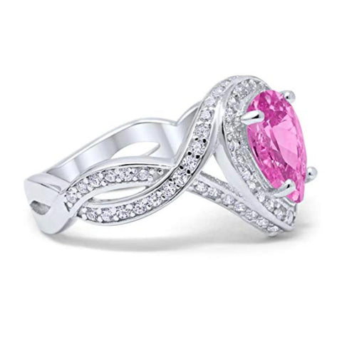 Teardrop Pink Cubic Zirconia Infinity Ring
