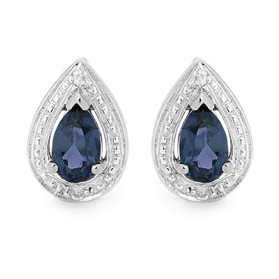 Teardrop Stud Earrings with Sapphire CZ