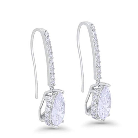 Teardrop Cubic Zirconia Hook Earrings