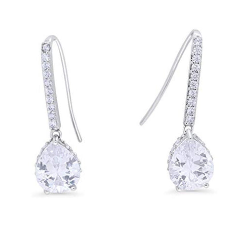 Teardrop Cubic Zirconia Hook Earrings