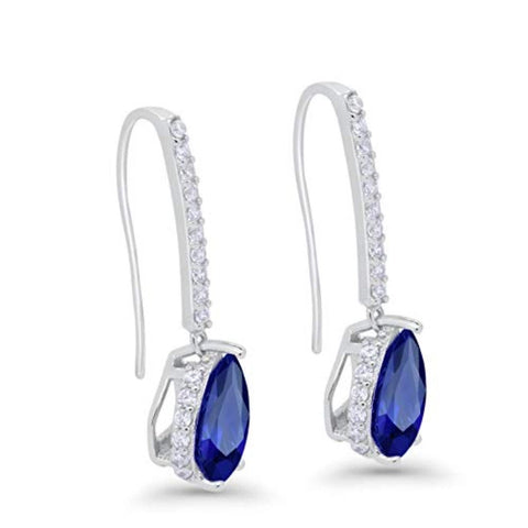 Teardrop Sapphire Hook Earrings