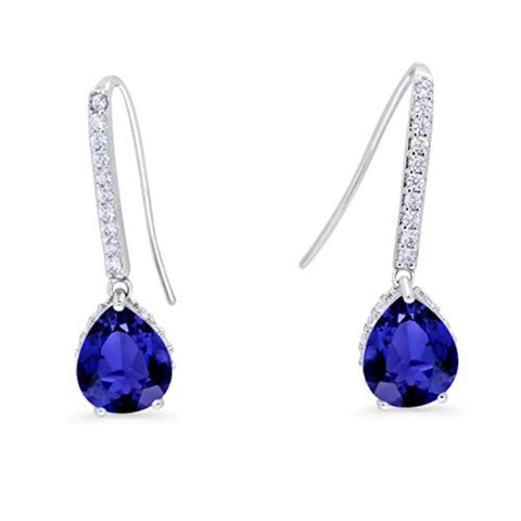 Teardrop Sapphire Hook Earrings