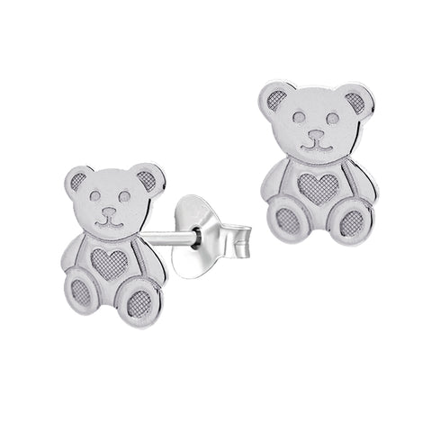 Sterling Silver Teddy Bear Stud Earrings