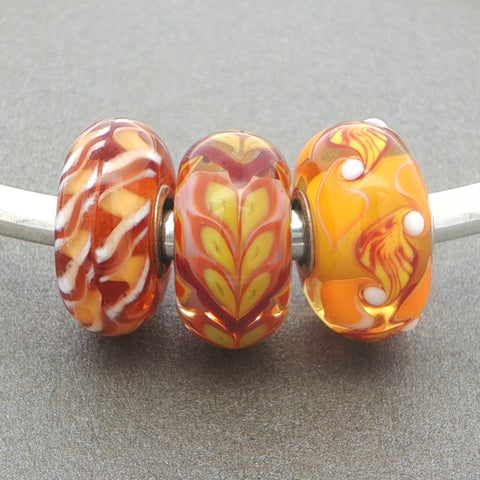 Trollbeads Budding Orange Unique Trio