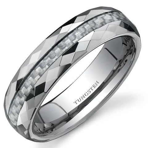 White Carbon Fiber Tungsten Ring