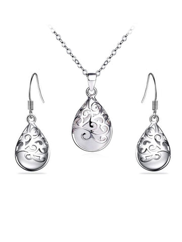 Teardrop White Moonstone Jewellery Set - Necklace and Earrings
