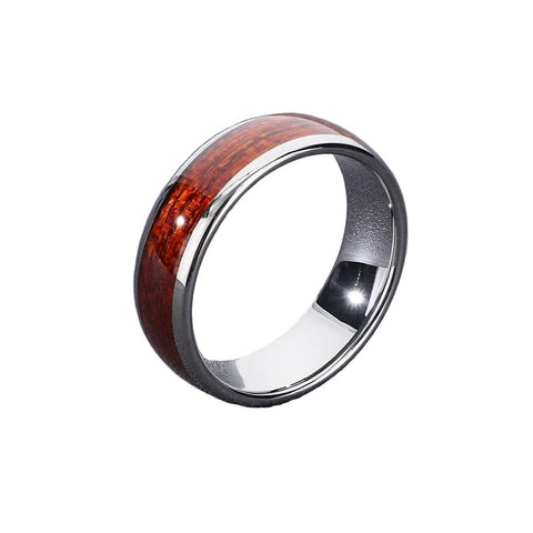 Wood Inlay Tungsten Carbide Ring